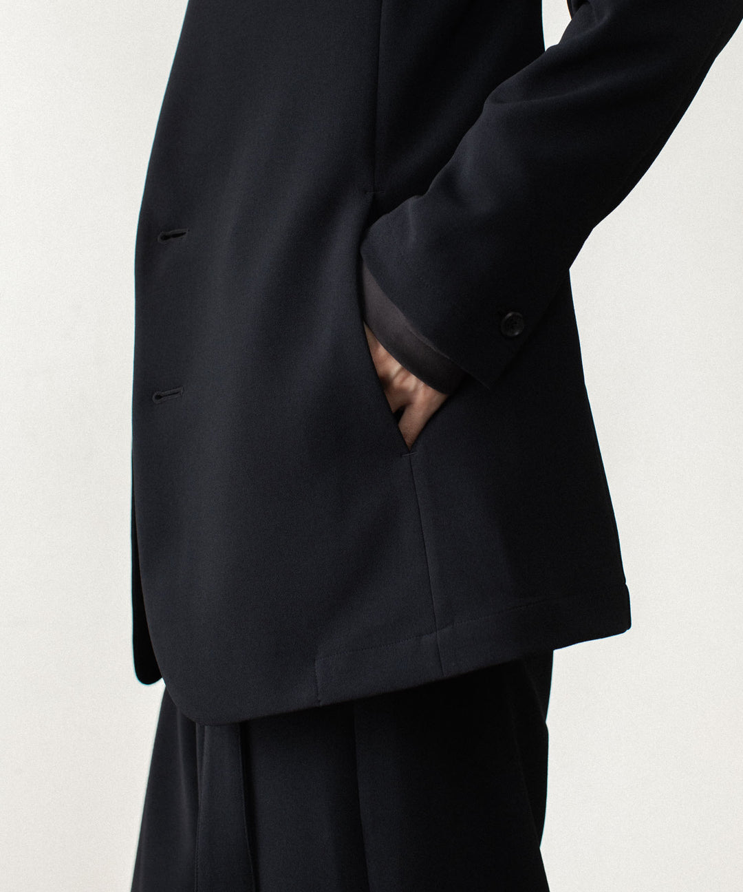 ATTACHMENT アタッチメントのPE STRETCH DOUBLE CLOTH COLLARLESS JACKET - BLACKの公式通販サイトsession福岡セレクトショップ