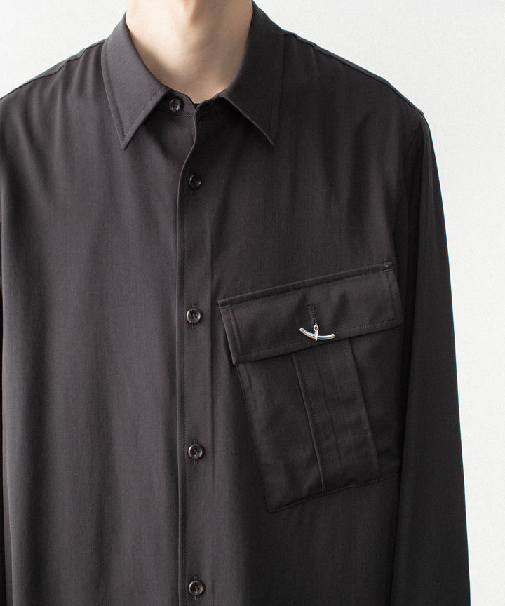 ATTACHMENT アタッチメントのWASHABLE HIGH TWIST GABARDINE UTILITY L/S SHIRT - KHAKI GRAYの公式通販サイトsession福岡セレクトショップ