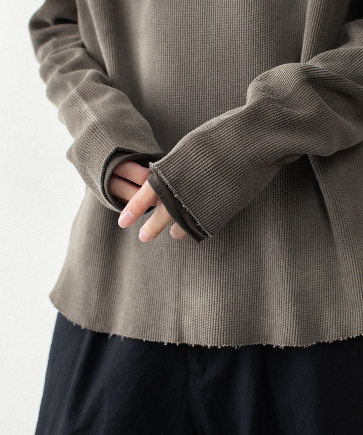 VEIN ヴェインのHIGH GAUGE WAFFLE LAYERED L/S TEE - KHAKI GRAYの公式通販サイトsession福岡セレクトショップ