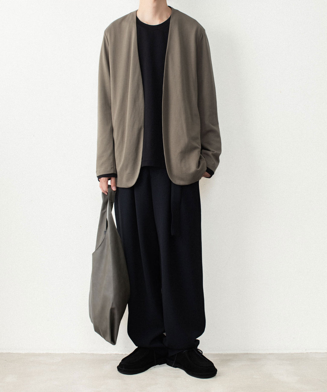 ATTACHMENT アタッチメントのCOTTON DOUBLE FACE COLLARLESS CARDIGAN - KHAKI GRAYの公式通販サイトsession福岡セレクトショップ