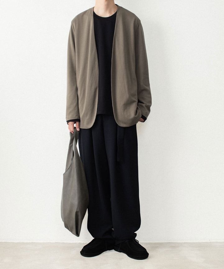 ATTACHMENT アタッチメントのCOTTON DOUBLE FACE COLLARLESS CARDIGAN - KHAKI GRAYの公式通販サイトsession福岡セレクトショップ