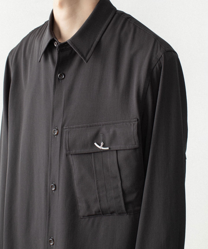 ATTACHMENT アタッチメントのWASHABLE HIGH TWIST GABARDINE UTILITY L/S SHIRT - KHAKI GRAYの公式通販サイトsession福岡セレクトショップ
