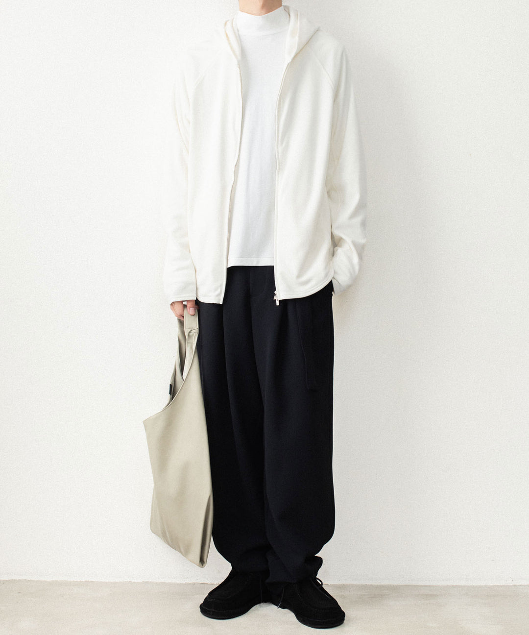 ATTACHMENT アタッチメントのCOTTON DOUBLE FACE SLIM FIT HIGHNECK L/S TEE - WHITEの公式通販サイトsession福岡セレクトショップ
