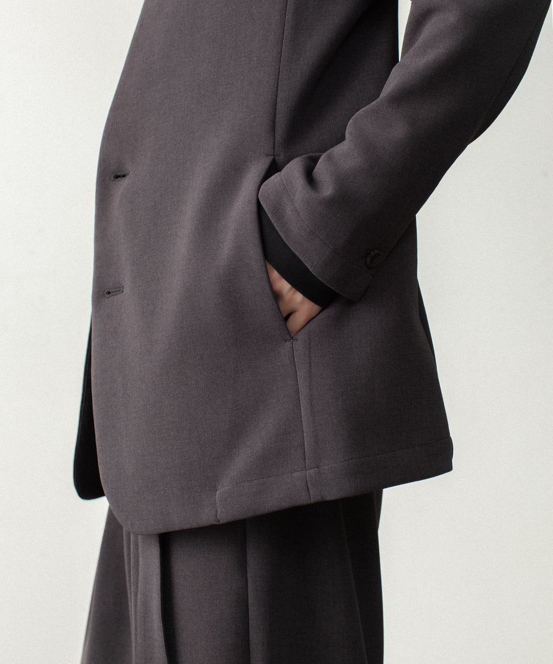 ATTACHMENT アタッチメントのPE STRETCH DOUBLE CLOTH COLLARLESS JACKET - D.KH GRAYの公式通販サイトsession福岡セレクトショップ
