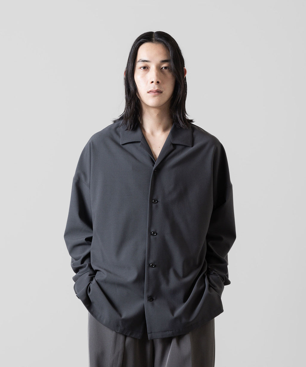 ATTACHMENT アタッチメントのPE/RY STRETCH TROPICAL OVERSIZED OPENCOLLAR L/S SHIRT - D.GRAY 公式通販サイトsession福岡セレクトショップ