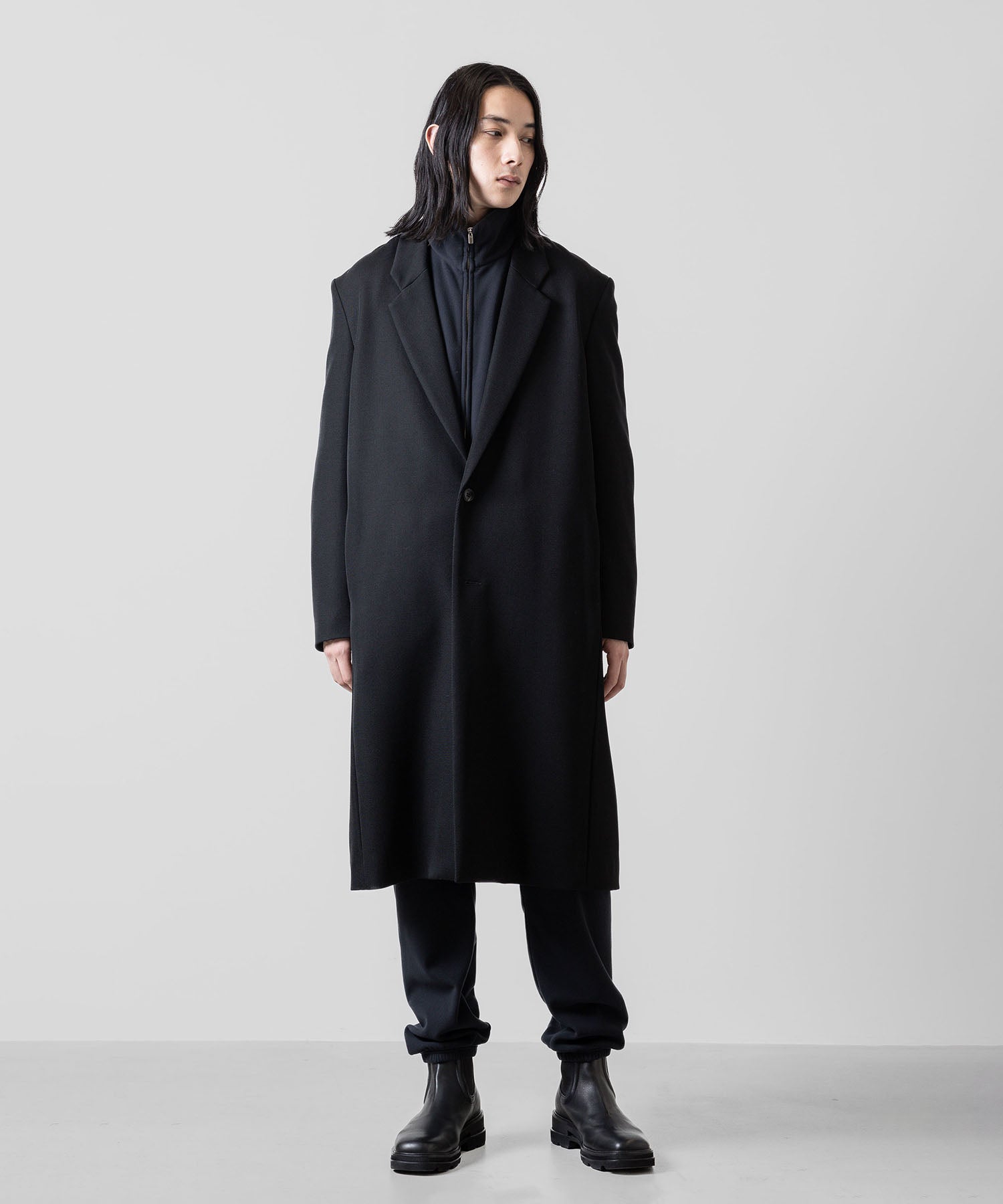 ATTACHMENT アタッチメントの2/48 WO KERSEY OVERSIZED CHESTER COAT - BLACK 公式通販サイトsession福岡セレクトショップ