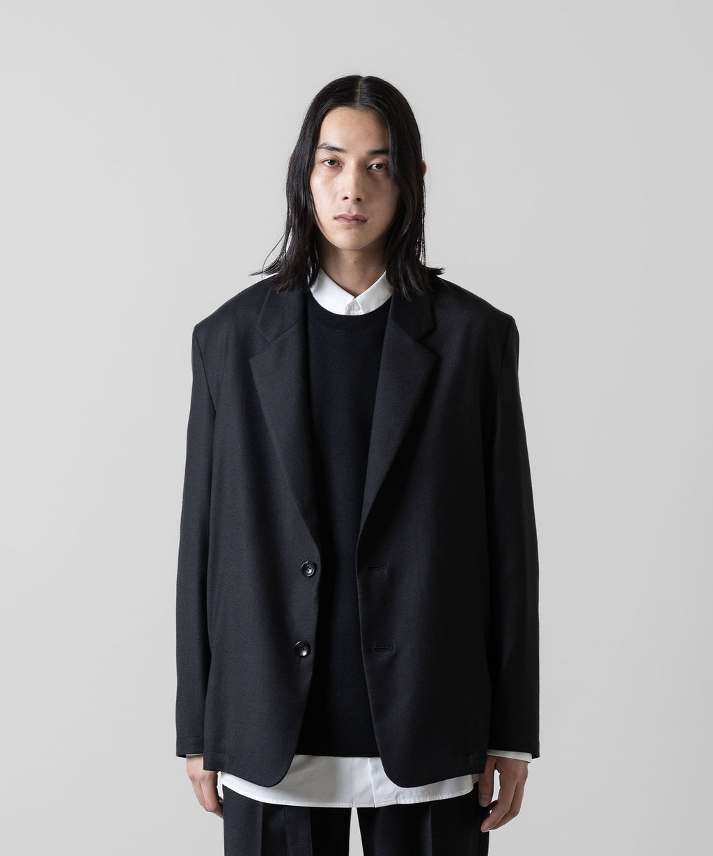 ATTACHMENT アタッチメントのWASHABLE WO/PE STRETCH SAXONY OVERSIZED LIGHT JACKET - BLACK 公式通販サイトsession福岡セレクトショップ