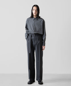 ATTACHMENT アタッチメントのWASHABLE WO/PE STRETCH SAXONY BELTED WIDE TROUSERS - D.GRAY 公式通販サイトsession福岡セレクトショップ