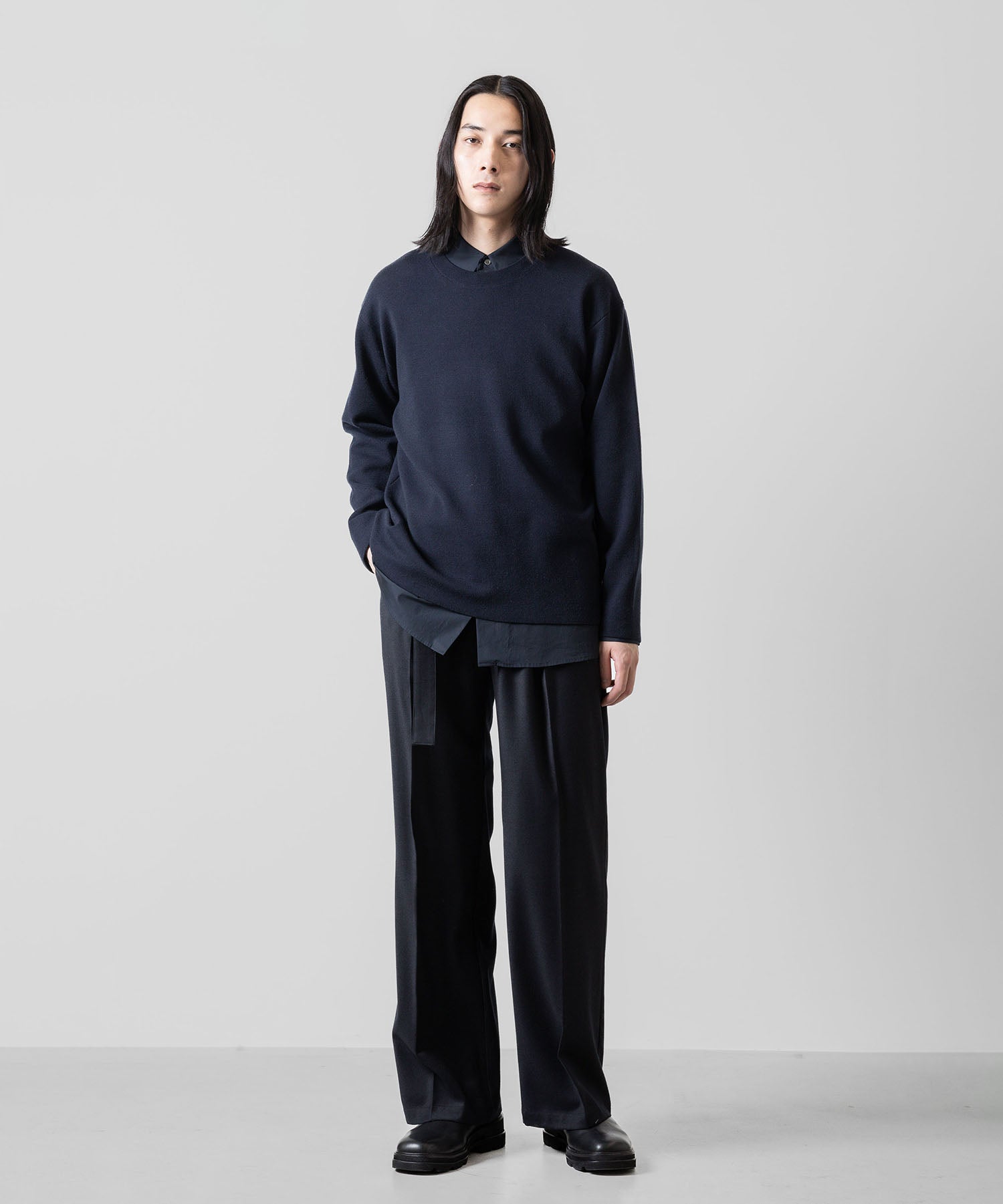 ATTACHMENT アタッチメントのWOxPE DOUBLE FACE KNIT CREWNECK PULLOVER L/S - NAVY 公式通販サイトsession福岡セレクトショップ