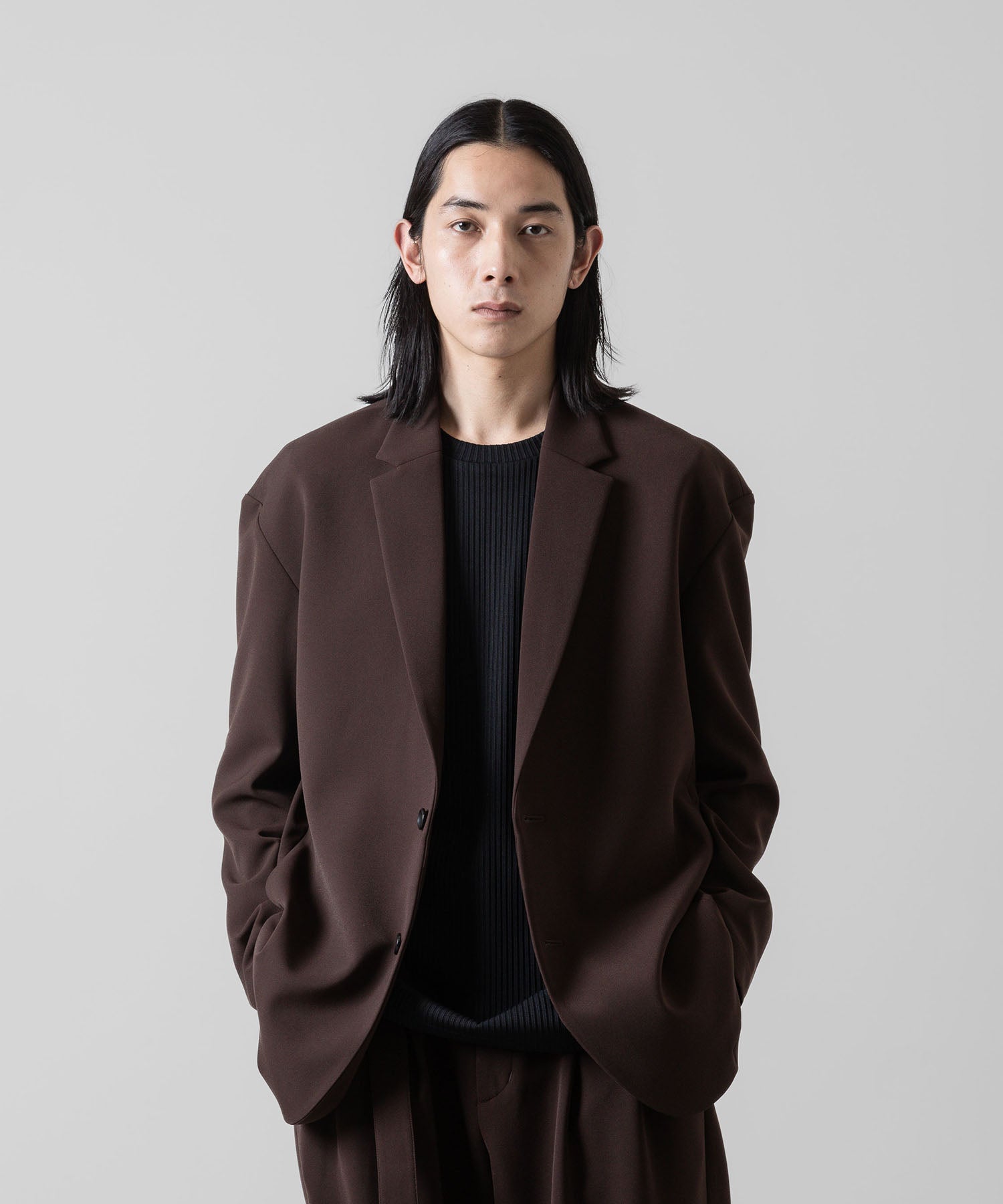 ATTACHMENT アタッチメントのPE STRETCH DOUBLE CLOTH OVERSIZED 2B JACKET - BROWN 公式通販サイトsession福岡セレクトショップ