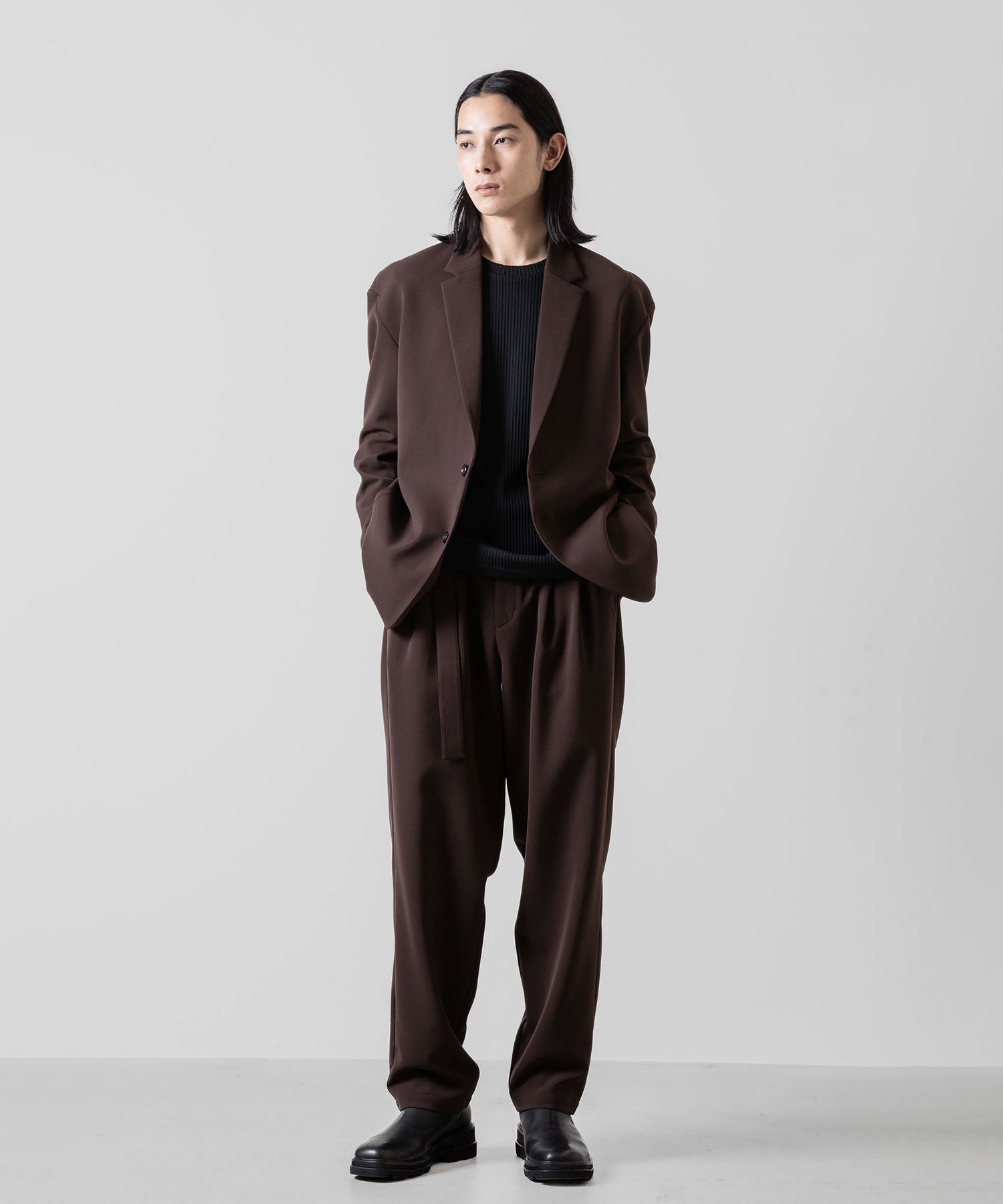 ATTACHMENT アタッチメントのPE STRETCH DOUBLE CLOTH OVERSIZED 2B JACKET - BROWN 公式通販サイトsession福岡セレクトショップ