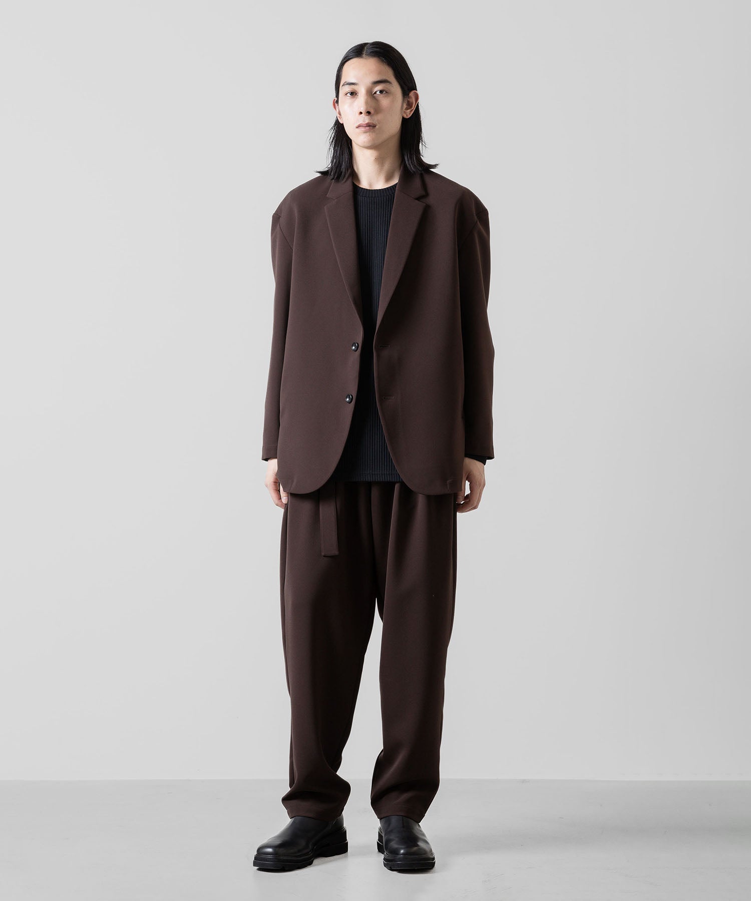 ATTACHMENT アタッチメントのPE STRETCH DOUBLE CLOTH OVERSIZED 2B JACKET - BROWN 公式通販サイトsession福岡セレクトショップ