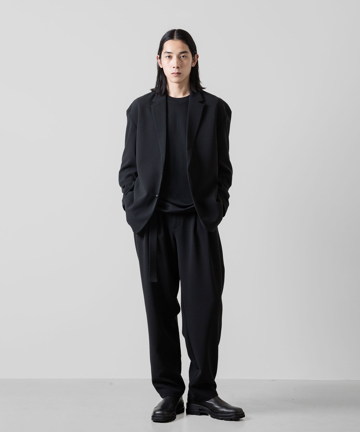 ATTACHMENT アタッチメントのPE STRETCH DOUBLE CLOTH OVERSIZED 2B JACKET - BLACK 公式通販サイトsession福岡セレクトショップ