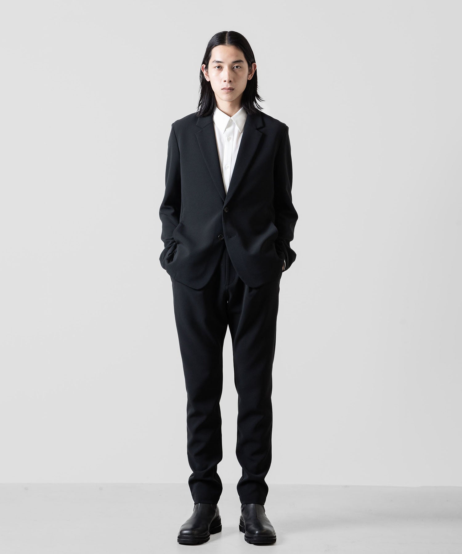 ATTACHMENT アタッチメントのPE STRETCH DOUBLE CLOTH REGULAR FIT EASY TROUSERS - BLACK 公式通販サイトsession福岡セレクトショップ