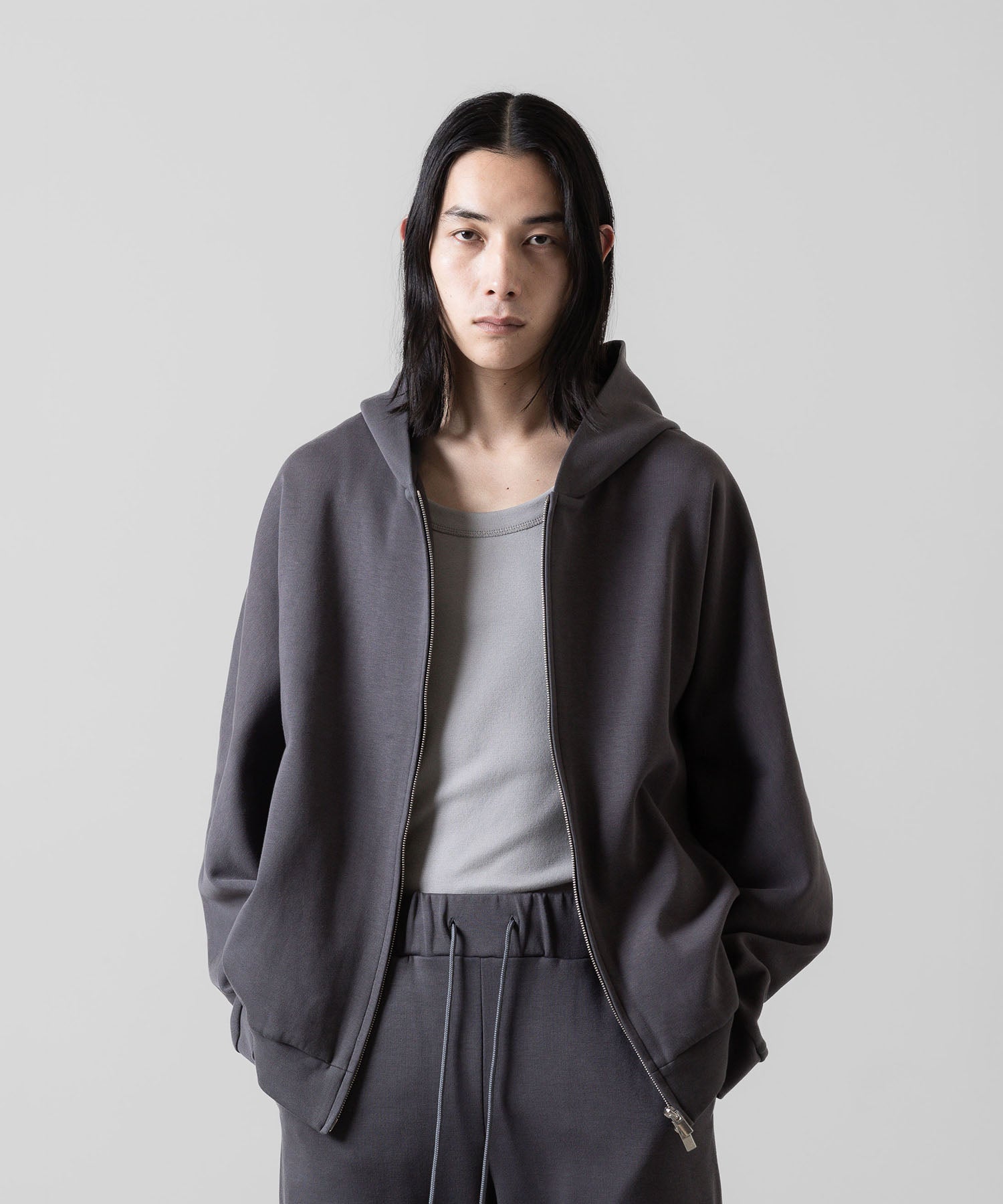 ATTACHMENT アタッチメントのCO/PE DOUBLE KNIT ZIP UP HOODIE - D.GRAY 公式通販サイトsession福岡セレクトショップ