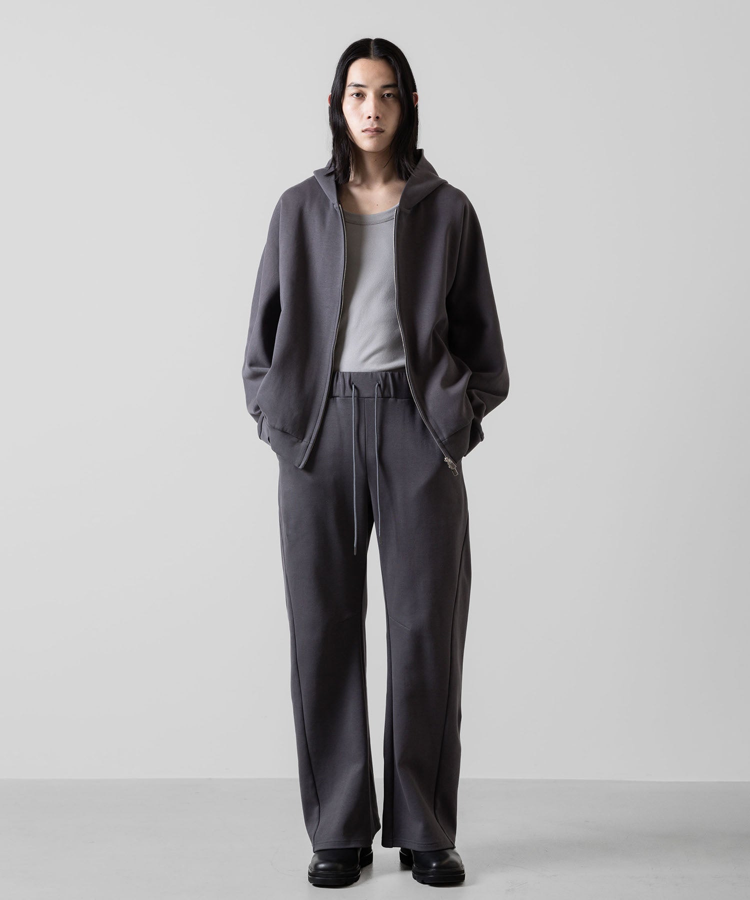 ATTACHMENT アタッチメントのCO/PE DOUBLE KNIT THREE DIMENSIONAL WIDE PANTS - D.GRAY 公式通販サイトsession福岡セレクトショップ