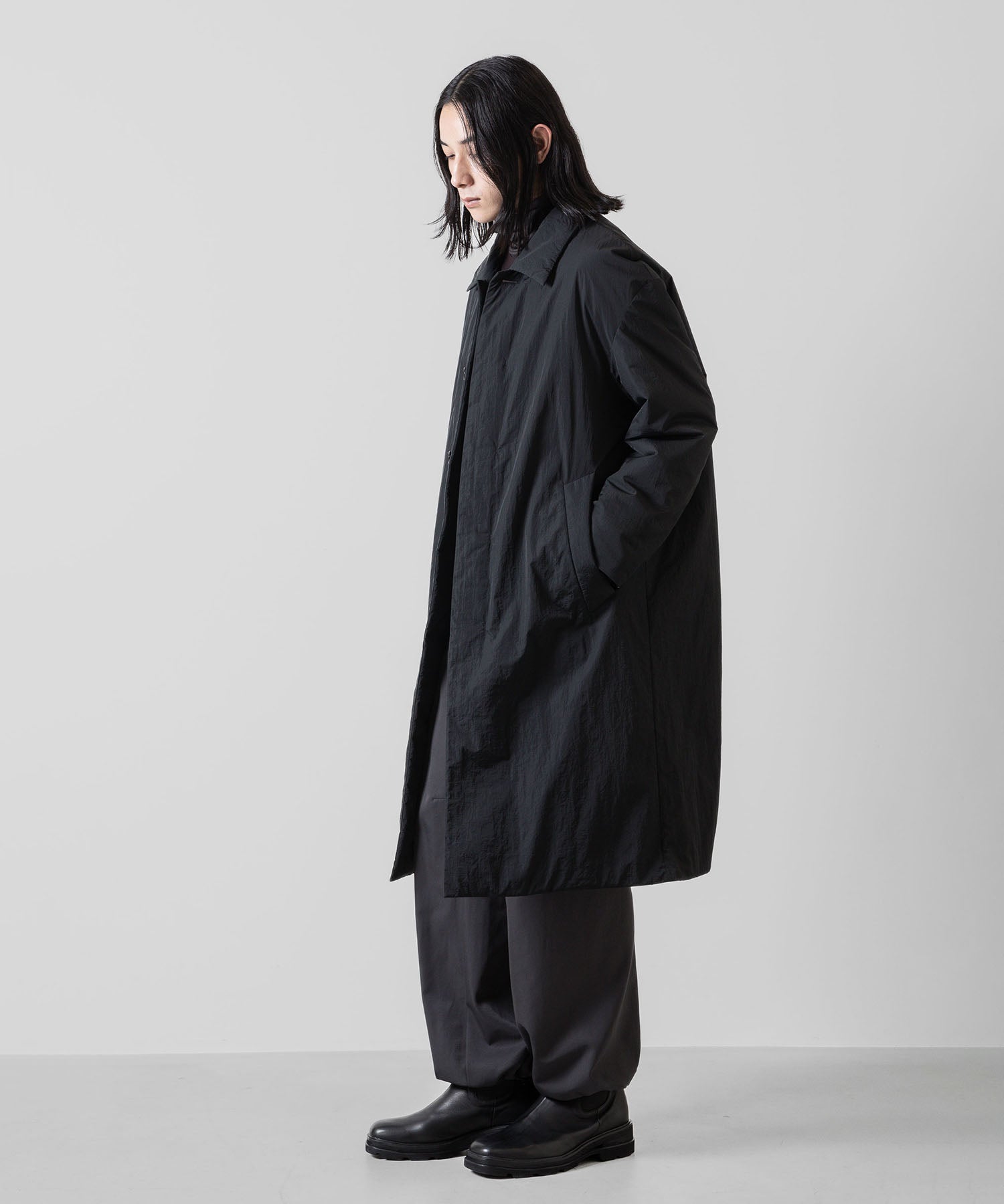 ATTACHMENT アタッチメントのNY TAFFETA PADDING BALLCOLLAR COAT - BLACK 公式通販サイトsession福岡セレクトショップ