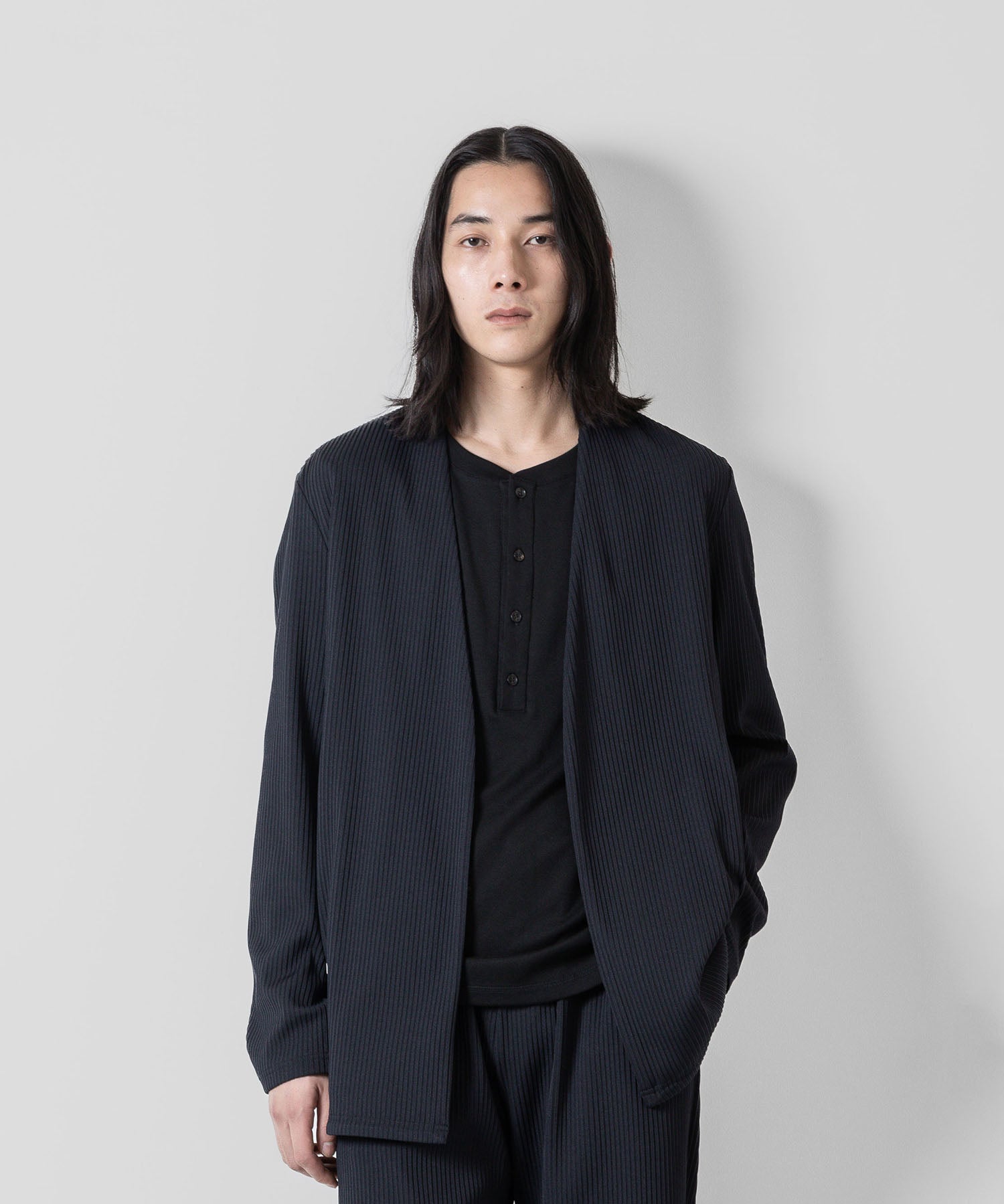 ATTACHMENT アタッチメントのPE STRETCH RIB COLLARLESS CARDIGAN - D.NAVY 公式通販サイトsession福岡セレクトショップ