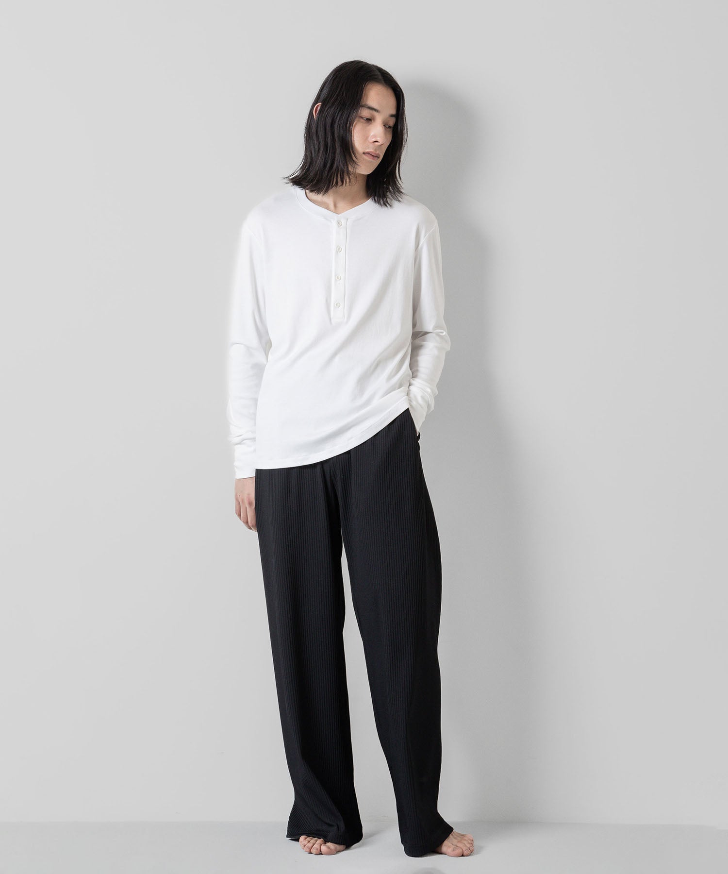 ATTACHMENT アタッチメントのSVIN CO RIB HENLEY NECK L/S TEE - WHITE 公式通販サイトsession福岡セレクトショップ