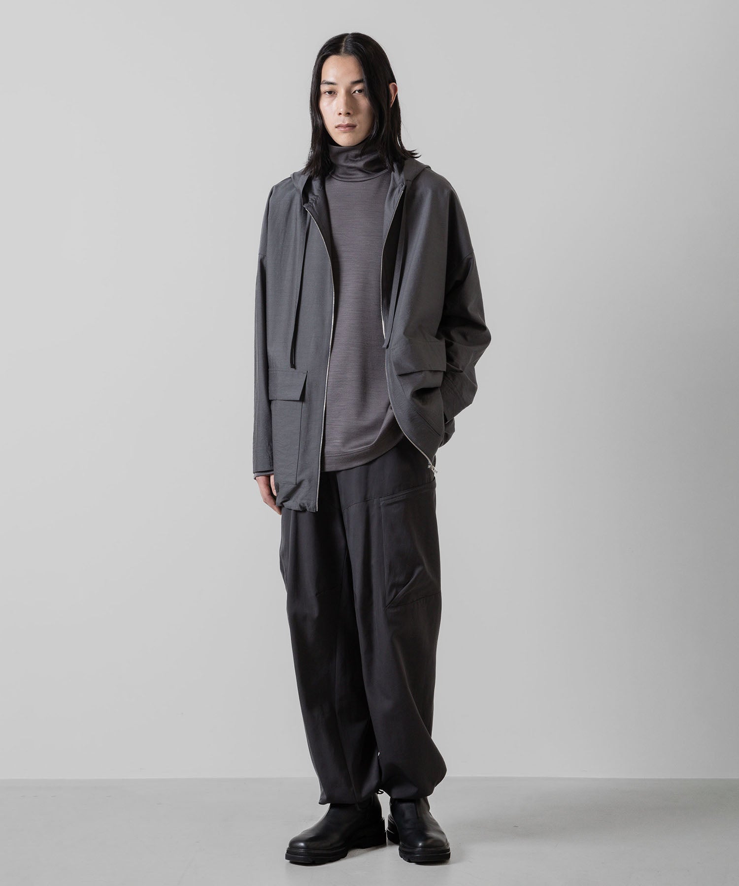 ATTACHMENT アタッチメントのWO/NY VOILE ZIP UP HOODED JACKET - GRAY 公式通販サイトsession福岡セレクトショップ