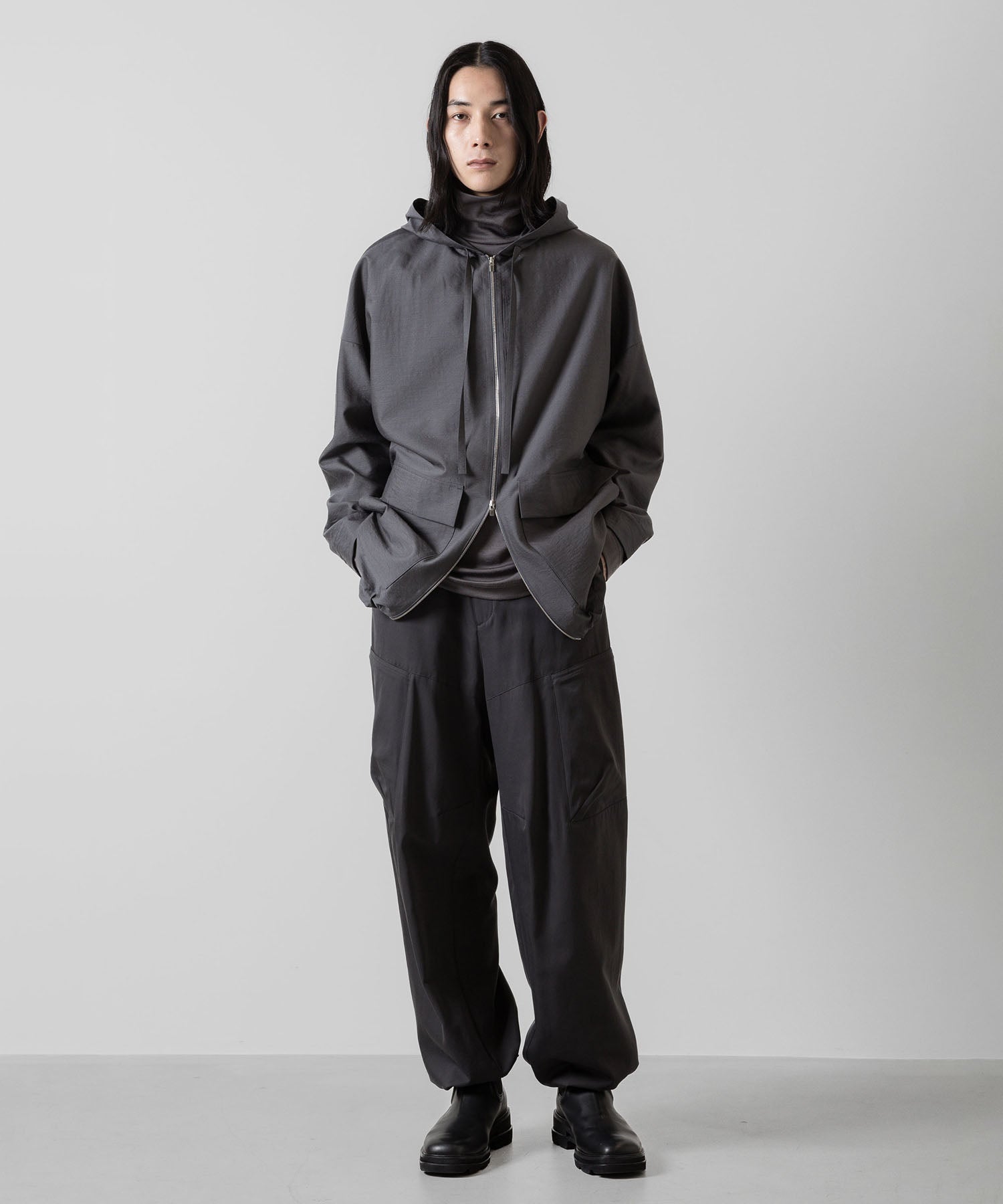 ATTACHMENT アタッチメントのWO/NY VOILE ZIP UP HOODED JACKET - GRAY 公式通販サイトsession福岡セレクトショップ