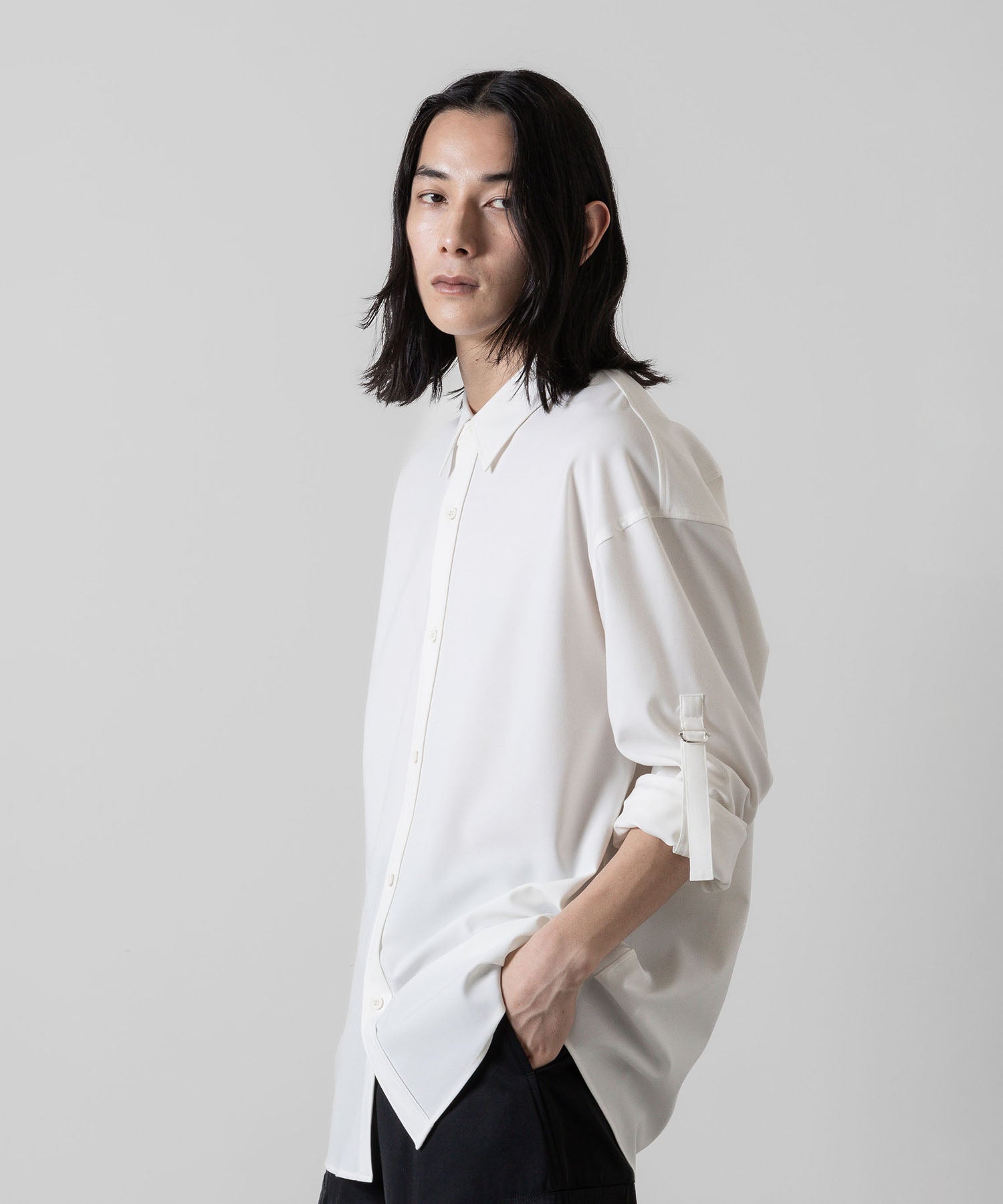 ATTACHMENT アタッチメントのPE/RY STRETCH TROPICAL STRAP SLEEVE L/S SHIRT - WHITE 公式通販サイトsession福岡セレクトショップ