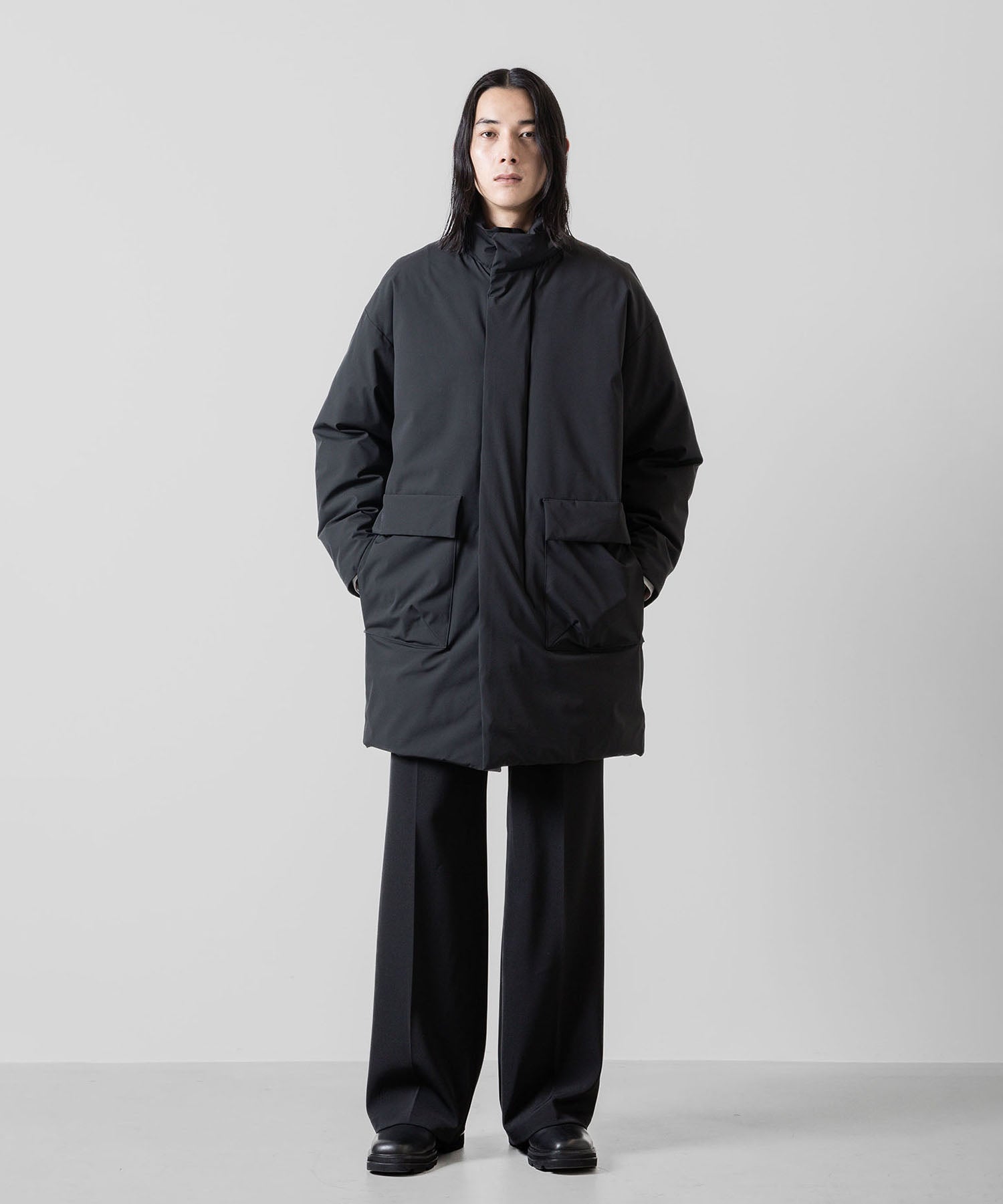 ATTACHMENT アタッチメントの3LAYER LIGHT TAFFETA UTILITY DOWN COAT - BLACK 公式通販サイトsession福岡セレクトショップ