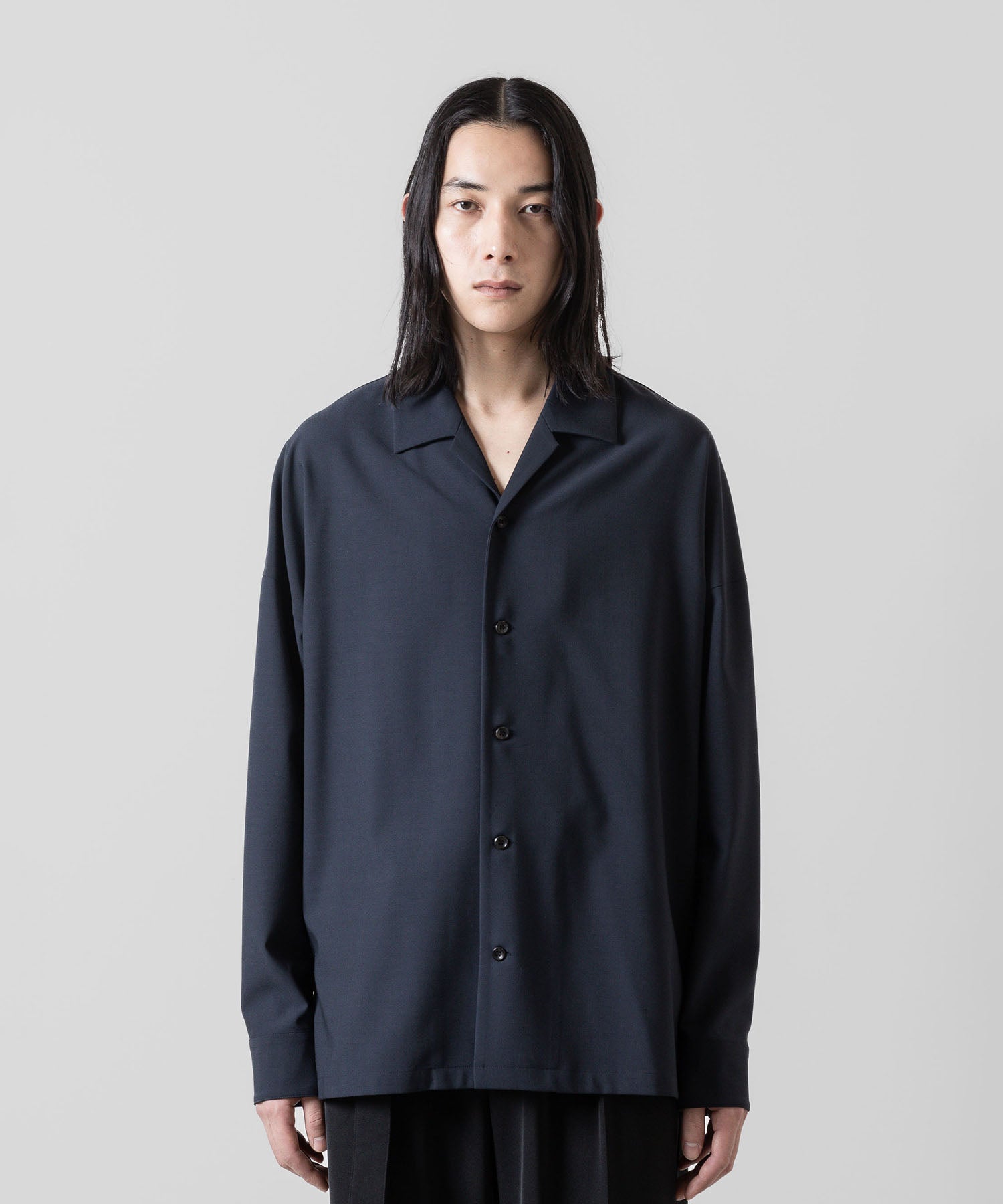 ATTACHMENT アタッチメントのPE/RY STRETCH TROPICAL OVERSIZED OPENCOLLAR L/S SHIRT - NAVY 公式通販サイトsession福岡セレクトショップ