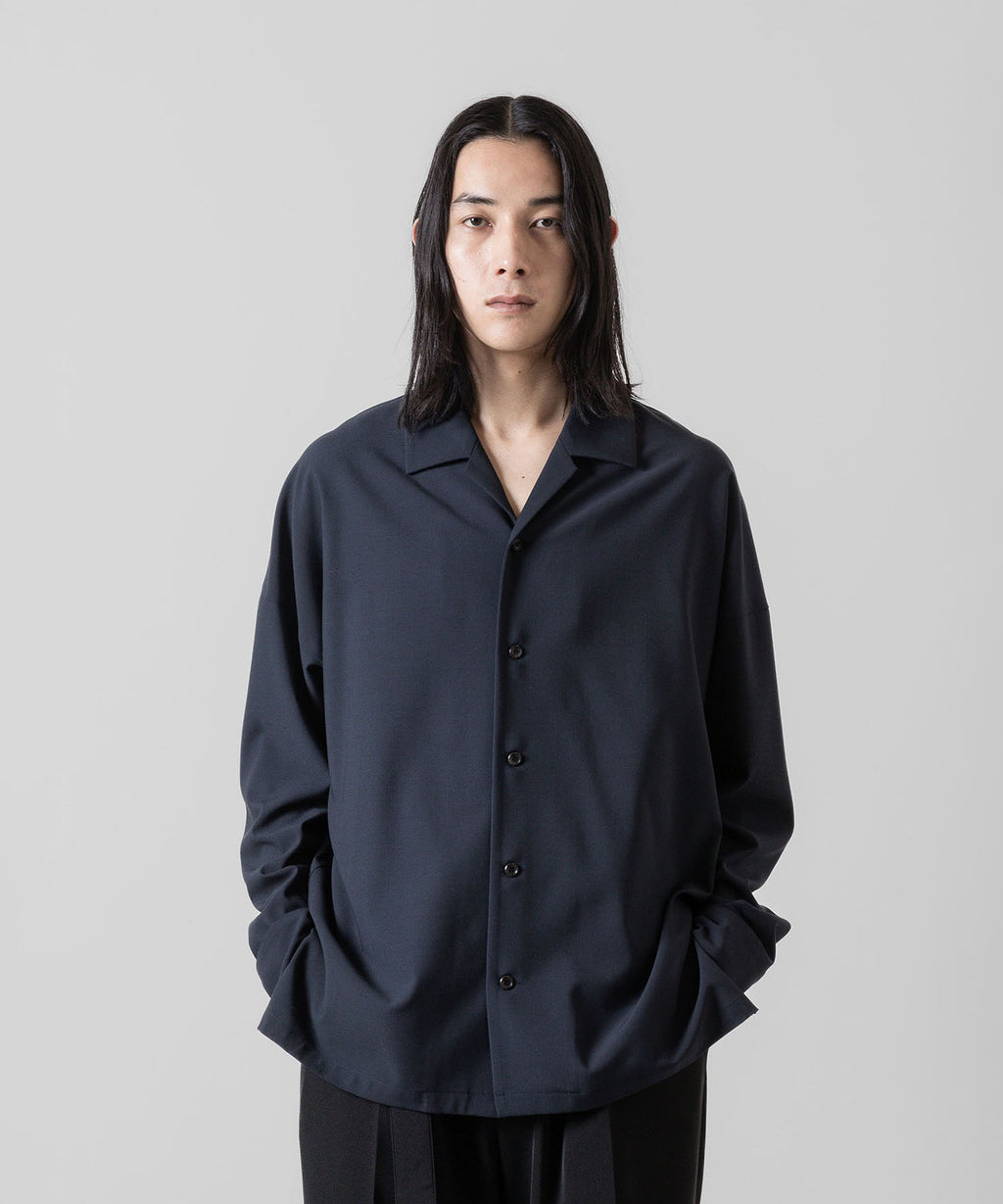 ATTACHMENT アタッチメントのPE/RY STRETCH TROPICAL OVERSIZED OPENCOLLAR L/S SHIRT - NAVY 公式通販サイトsession福岡セレクトショップ