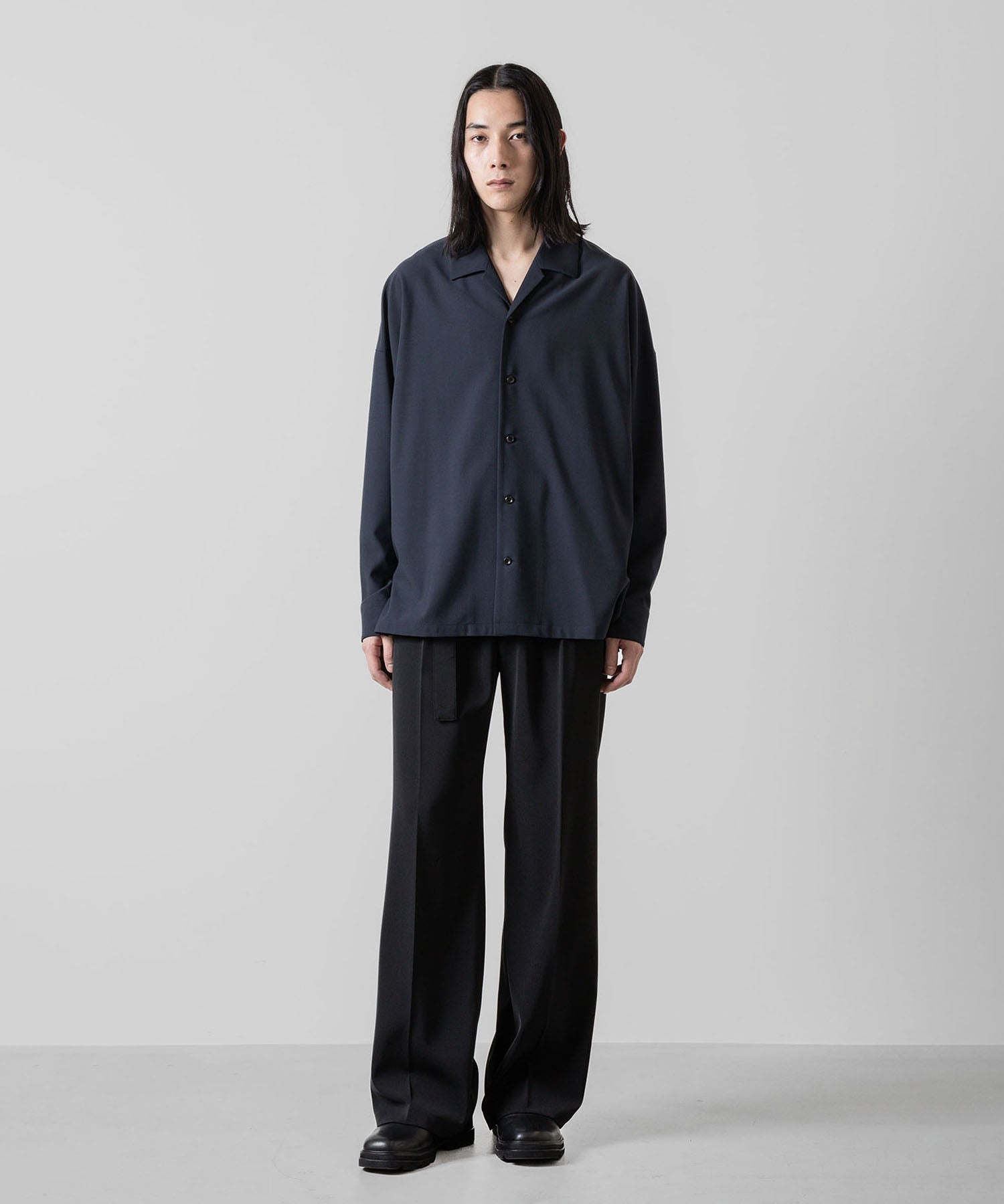 ATTACHMENT アタッチメントのPE/RY STRETCH TROPICAL OVERSIZED OPENCOLLAR L/S SHIRT - NAVY 公式通販サイトsession福岡セレクトショップ