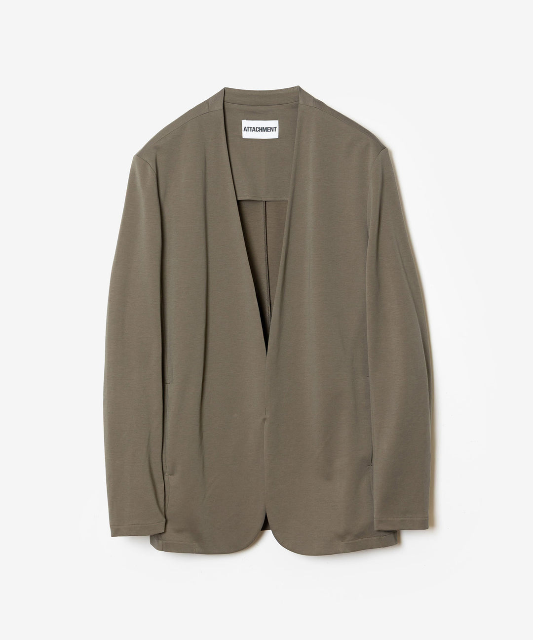 ATTACHMENT アタッチメントのCOTTON DOUBLE FACE COLLARLESS CARDIGAN - KHAKI GRAYの公式通販サイトsession福岡セレクトショップ