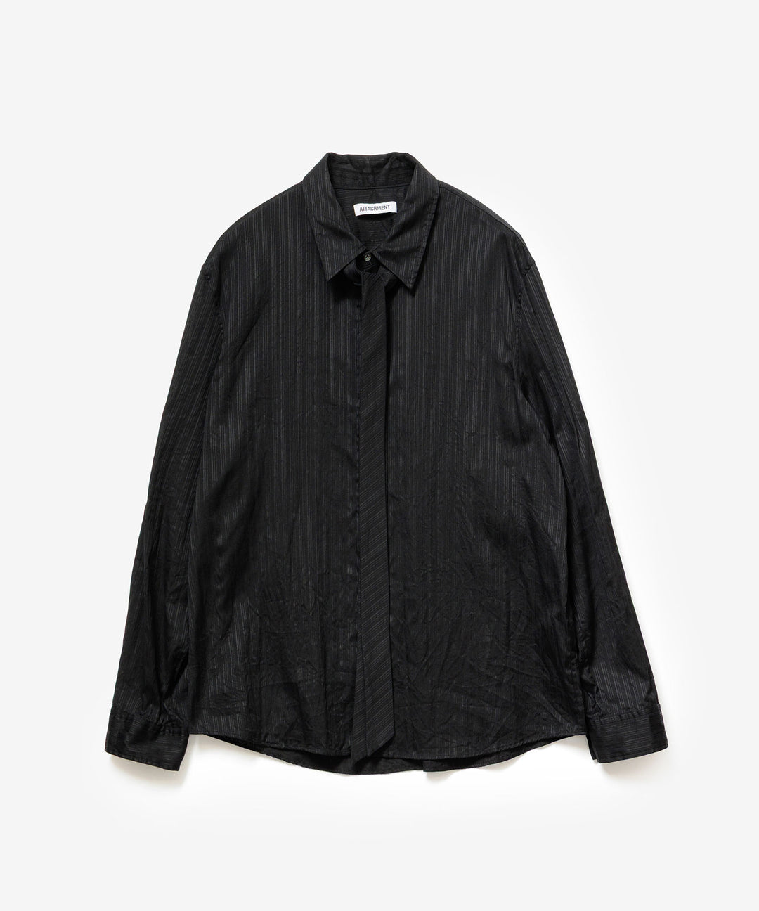 ATTACHMENT アタッチメントのCO SHADOW STRIPE BROAD NARROW TIE L/S SHIRT - BLACKの公式通販サイトsession福岡セレクトショップ