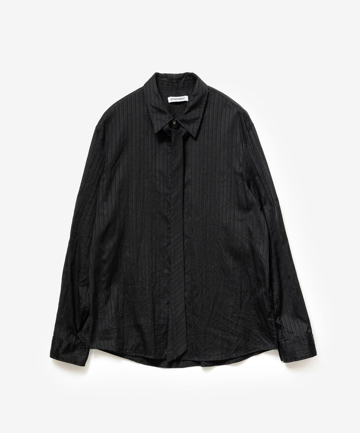 ATTACHMENT アタッチメントのCO SHADOW STRIPE BROAD NARROW TIE L/S SHIRT - BLACKの公式通販サイトsession福岡セレクトショップ