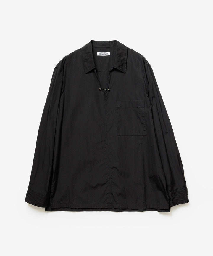 ATTACHMENT アタッチメントの140/2 GIZA BROAD PIERCED L/S SHIRT - BLACKの公式通販サイトsession福岡セレクトショップ