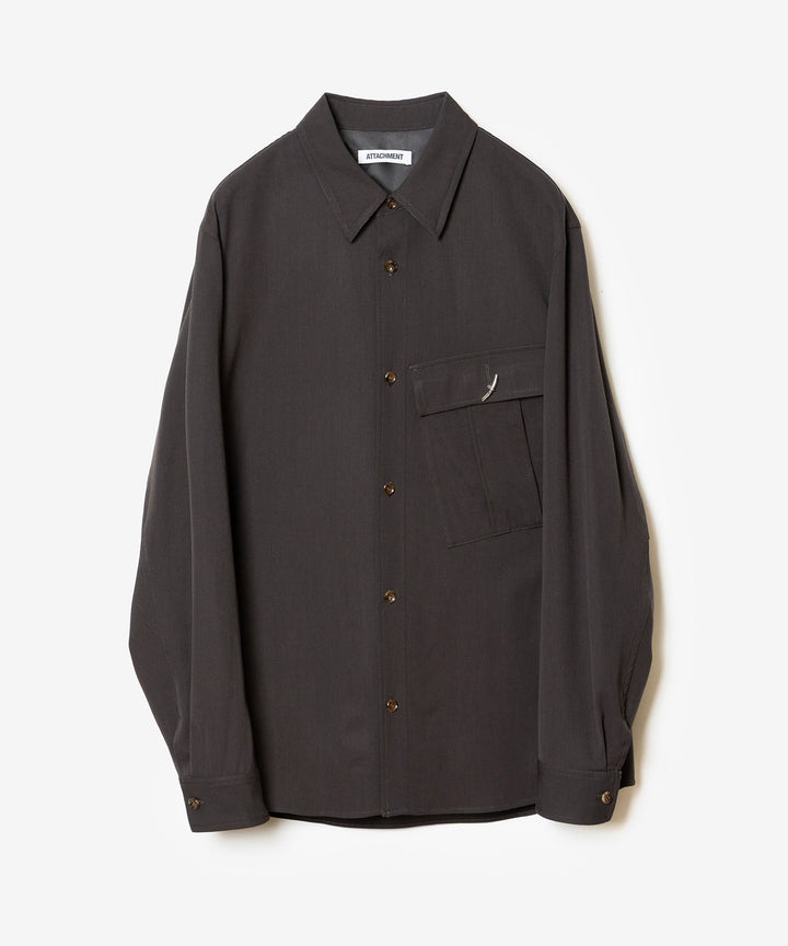 ATTACHMENT アタッチメントのWASHABLE HIGH TWIST GABARDINE UTILITY L/S SHIRT - KHAKI GRAYの公式通販サイトsession福岡セレクトショップ