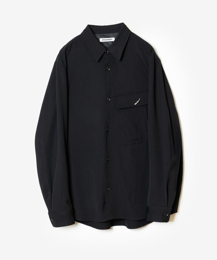 ATTACHMENT アタッチメントのWASHABLE HIGH TWIST GABARDINE UTILITY L/S SHIRT - BLACKの公式通販サイトsession福岡セレクトショップ