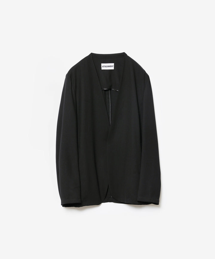 ATTACHMENT アタッチメントの2/90 WO TWIST TWILL COLLARLESS JKT - BLACKの公式通販サイトsession福岡セレクトショップ
