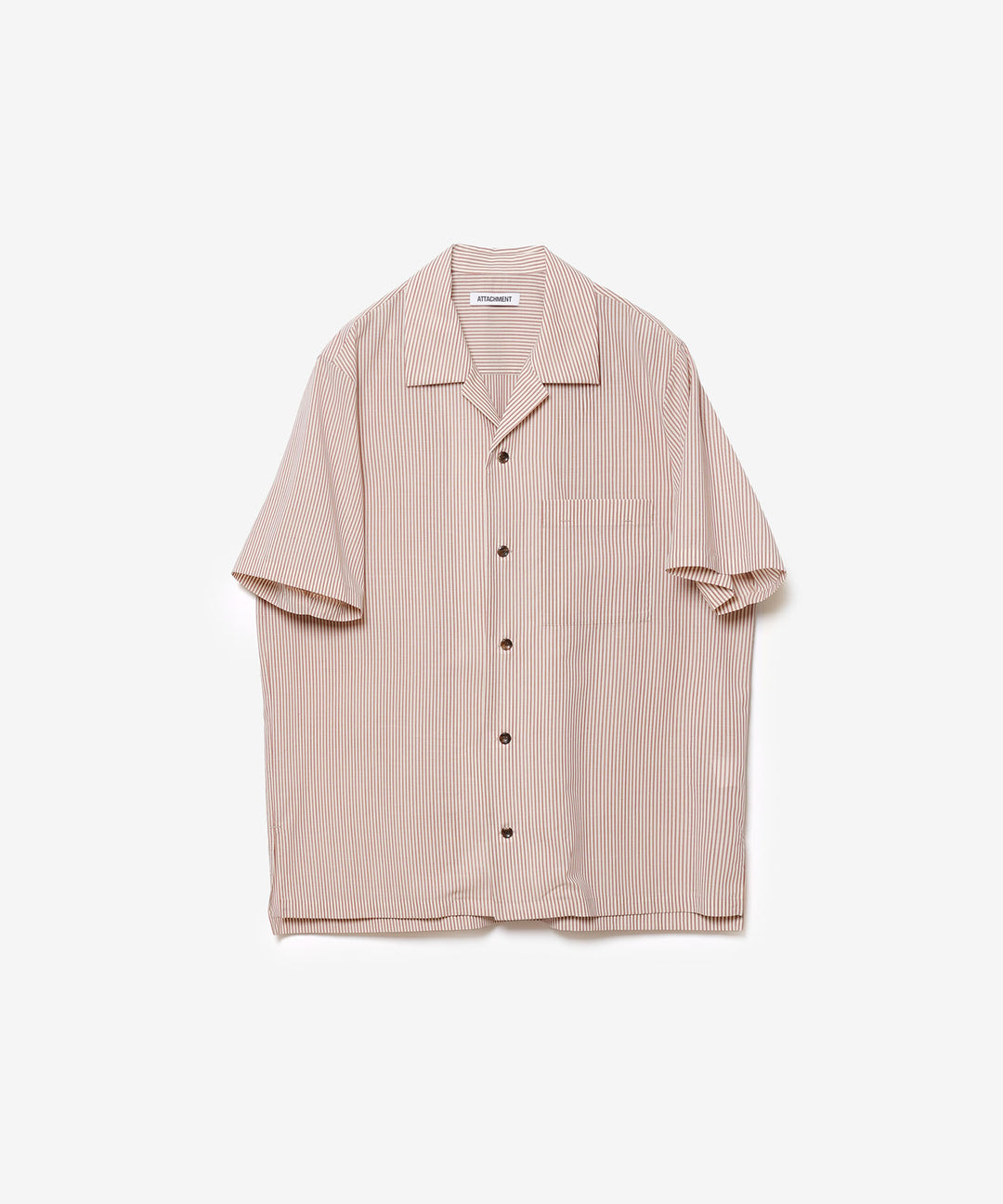 ATTACHMENT アタッチメントのWO/PE STRIPE OPEN COLLAR S/S SHIRT - S.REDの公式通販サイトsession福岡セレクトショップ