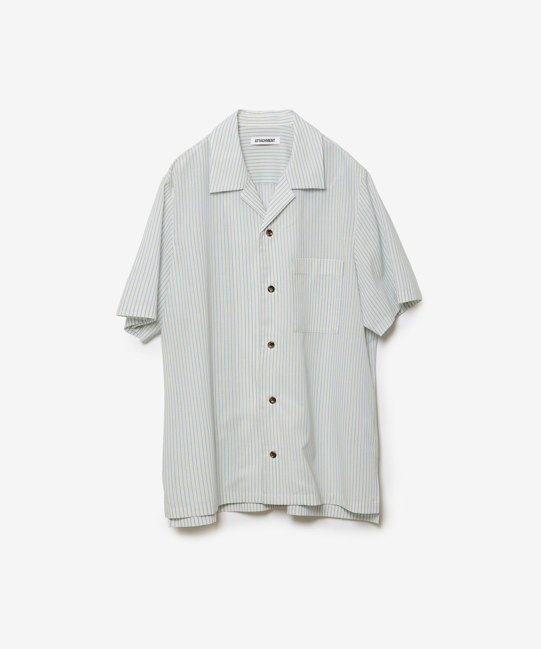 ATTACHMENT アタッチメントのWO/PE STRIPE OPEN COLLAR S/S SHIRT - S.BLUEの公式通販サイトsession福岡セレクトショップ