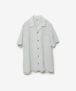 ATTACHMENT /アタッチメント】WO/PE STRIPE OPEN COLLAR S/S SHIRT - S