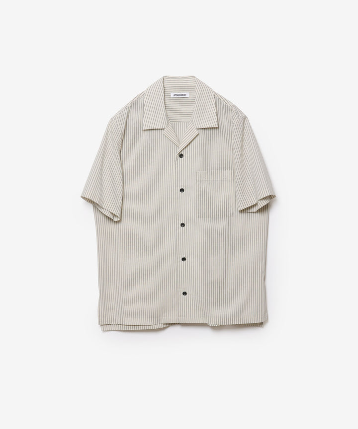 ATTACHMENT アタッチメントのWO/PE STRIPE OPEN COLLAR S/S SHIRT - S.GRAYの公式通販サイトsession福岡セレクトショップ