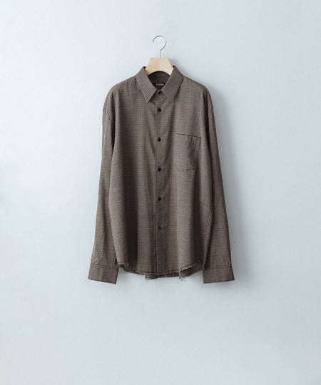 【CODA】BROWN CHECKED RAW EDGES JAZZ SHIRT - BROWN CHECKED