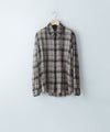 【CODA】BROWN CHECKED WOOL RAW EDGES REWIND SHIRT - BROWN CHECKED