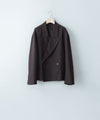 【CODA】BROWN WOOL CUT OFF DOUBLE BREASTED LENTO BLAZER - BROWN