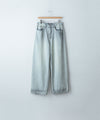 【CODA】LIGHT INDIGO WASHED DISTRESSED BREAK CUT WIDE STRAIGHT JEANS - LIGHT INDIGO WASHED