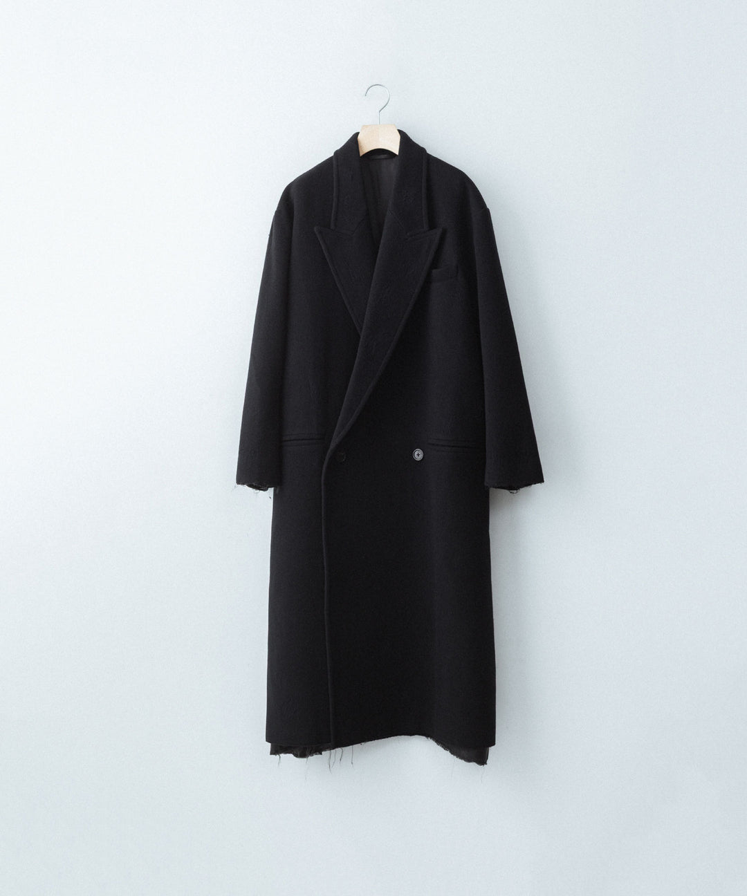 【CODA】BLACK WOOL CUT OUT DISTRESSED DORIAN COAT - BLACK