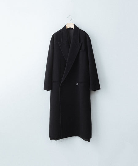 【CODA】BLACK WOOL CUT OUT DISTRESSED DORIAN COAT - BLACK