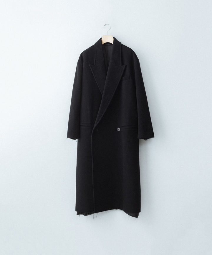 【CODA】BLACK WOOL CUT OUT DISTRESSED DORIAN COAT - BLACK