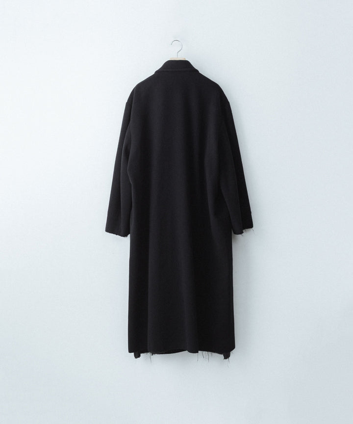 【CODA】BLACK WOOL CUT OUT DISTRESSED DORIAN COAT - BLACK