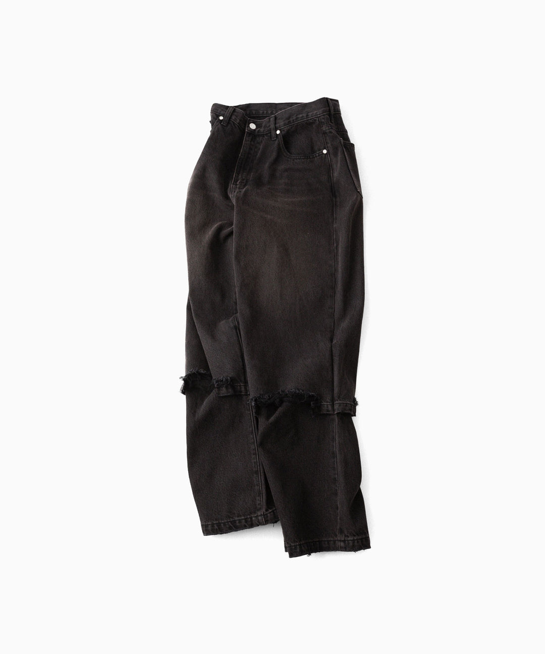 【CODA】BLACK WASHED LAYERED HYBRID BREAK CUT JEANS - BLACK WASHED